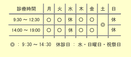 土曜診療,平日は夜7時まで診療