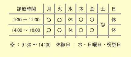 土曜診療,平日は夜7時まで診療